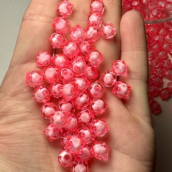 100 8mm Pink Crystal Cut Square Acrylic Beads Jewelry Making DIY Crafting Lot - Picture 9 of 16